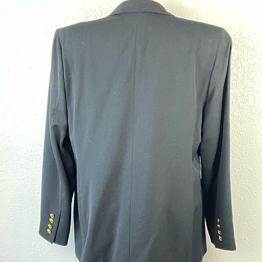 Vintage Austin Reed Women's Black Single Button Wool Blazer Gold Buttons Size 14 - Picture 5 of 8